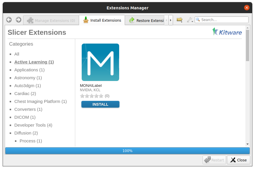 3D Slicer Extensions Manager